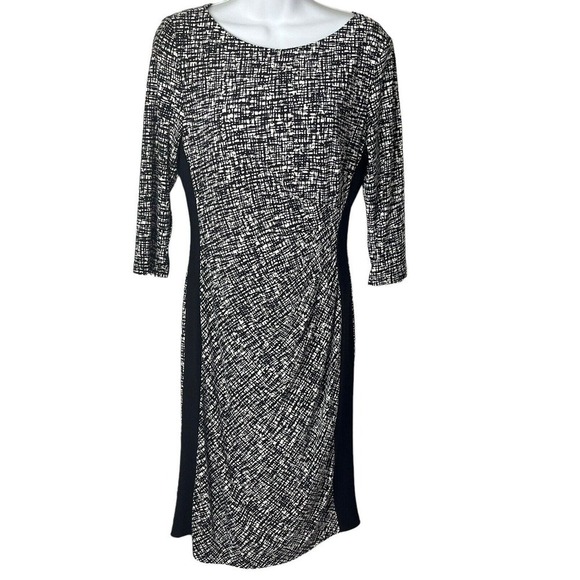 Lauren Ralph Lauren Dresses & Skirts - LRL Ralph Lauren Size 8 Sheath Dress Ruched Jersey Stretch Lined Black White